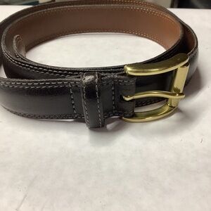 G.H. Bass & Co. Dark Brown Leather Belt with Brass Buckle